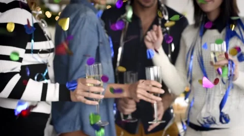 Dancing people while celebrating New Years Eve Stock-Footage 68970424