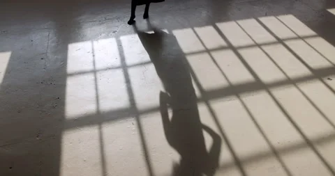 Dancing, performance and person or shadow in a creative art studio with energy Video stock 249152597