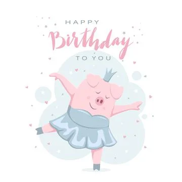 Dancing Piggy Princess Stock Illustration
