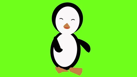 Dancing Pinguin infront of greenscreen Stock Footage