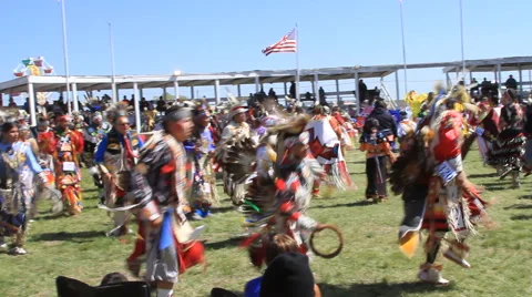 Dancing in the pow wow arena Stock Footage 48154010