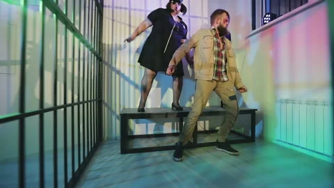 Dancing in the prison cell. Stock Footage 89628826