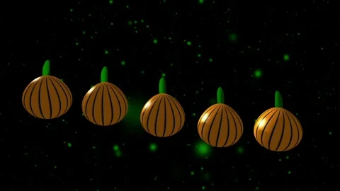 Dancing Pumpkins on green and black background Stock Footage 253420609
