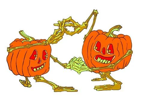 Dancing pumpkins Stock Illustration