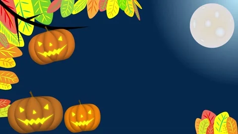 Dancing pumpkins under the moon with copy space Stock Footage 237518346