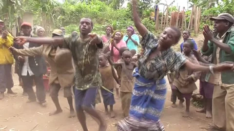 Dancing Pygmies - Uganda, East Africa Stock Footage