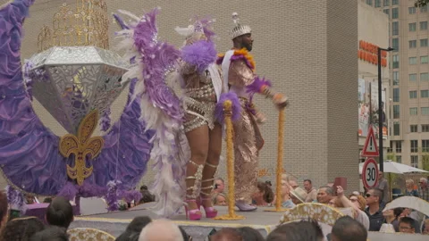 Dancing Queen and King at a summer carnival Stock Footage 203286787