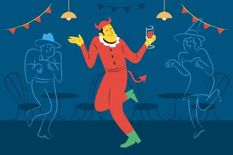 Dancing Red Devil Stock Illustration