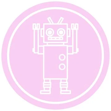 Dancing robot circular icon Stock Illustration