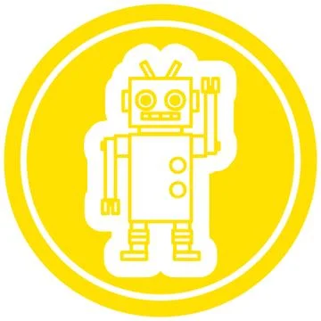 Dancing robot circular icon Stock Illustration