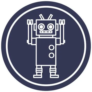 Dancing robot circular icon Stock Illustration