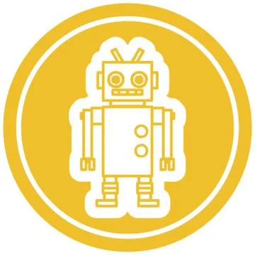 Dancing robot circular icon Stock Illustration