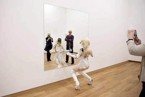 A dancing robot with face recognization capability on show in Amsterdam, Netherl Stock Photos