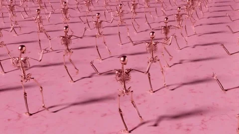 Dancing Robotic Skeletons in Sync - Futuristic Animation Loop Stock Footage 288860395