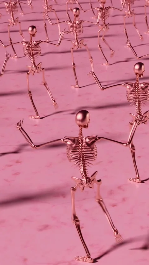 Dancing Robotic Skeletons in Sync. Vertical looped animation Stock-Footage 307012057