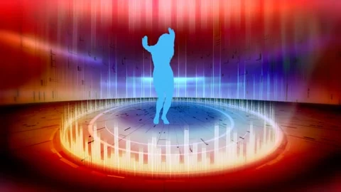 Dancing On a rotating stage Background, Silhouette Video stock 196224623