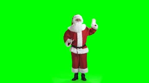 Dancing Santa Claus in a red suit isolated on a green screen background chrom Stock Footage 98064035