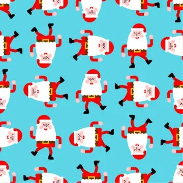 Dancing Santa pattern seamless. Grandfather dancers background. Christmas dis Illustrazione stock