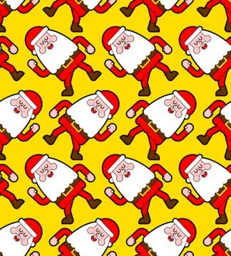 Dancing Santa pattern seamless. Grandfather dancers background. Christmas dis Stockillustratie
