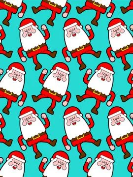 Dancing Santa pattern seamless. Grandfather dancers background. Christmas dis Illustrazione stock