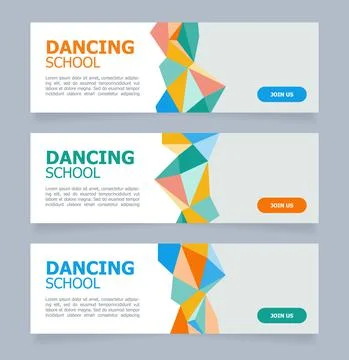 Dancing school classes promotion web banner design template Illustrazione stock