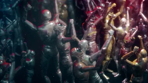 Dancing Science Fiction Robots in a party 4k Stock-Footage 145351476