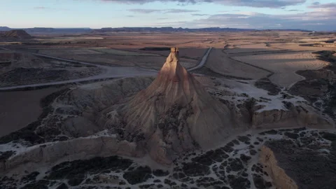 The Dancing Shadows: Aerial Perspectives of Erosion Patterns in Bardenas Stock Footage 244040128