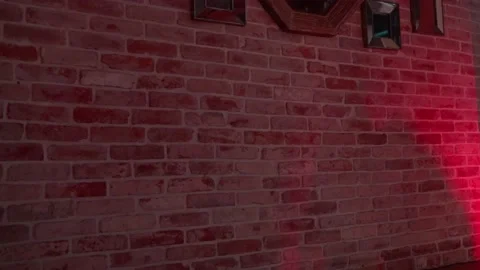 Dancing shadows. red brick wall Stock Footage 180517806