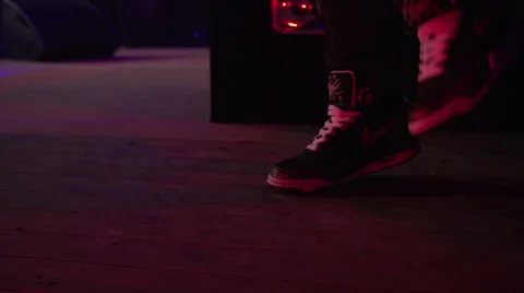 Dancing shoes from an MC on stage [Slomo] Video stock 55006837
