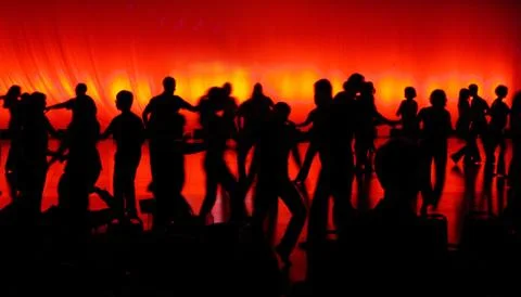 Dancing Silhouette Couples Foto stock