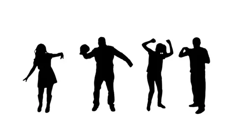 Dancing silhouettes. 4 in 1. Video stock 32532992