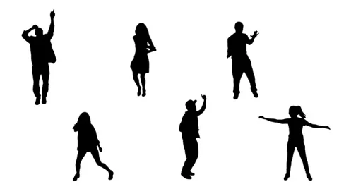 Dancing silhouettes. 6 in 1. Stock-Footage 31958152