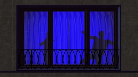 Dancing silhouettes in an apartment building Stock Footage 155122138