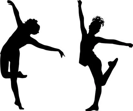 Dancing silhouettes children Stock Illustration
