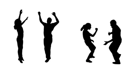 Dancing silhouettes. Couples. Stock Footage 33700051