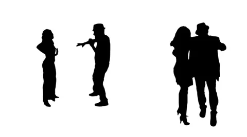 Dancing silhouettes. Couples. Tango and party. Stock Footage 32533043