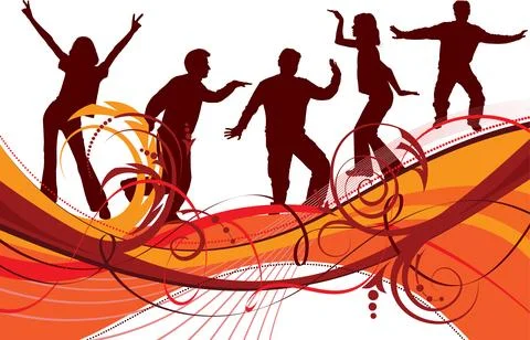 Dancing silhouettes, vector Ilustração Stock