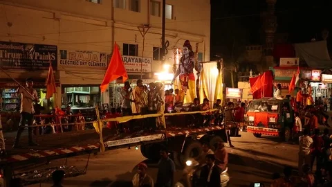 Dancing Singing on the street during Ram Navami Festival INDIA Stock Footage 74180060