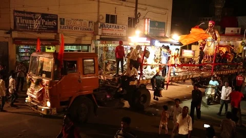 Dancing Singing on the street during Ram Navami Festival INDIA Stock Footage 74180130