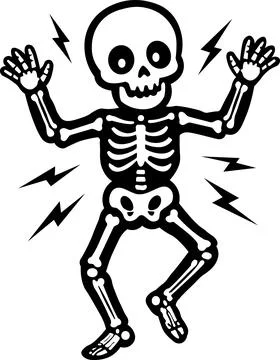 Dancing Skeleton Character Halloween Line Icon Stock Illustration