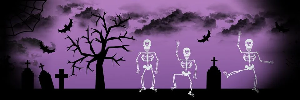 Dancing skeleton halloween background イラスト素材