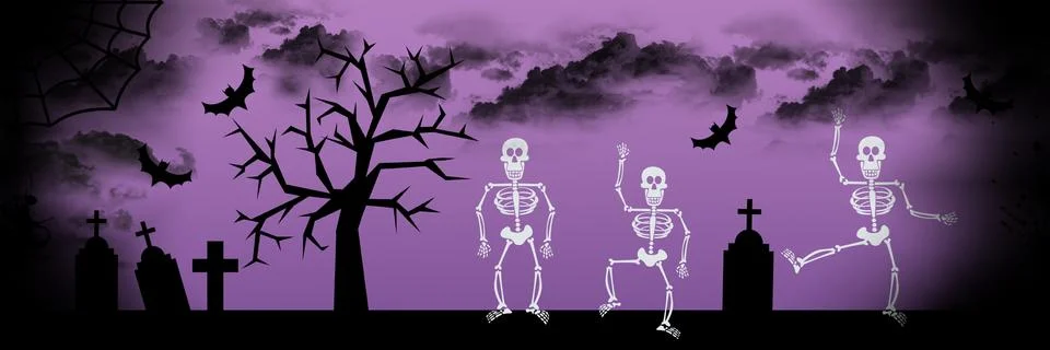 Dancing skeleton Halloween background イラスト素材