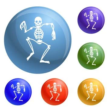Dancing skeleton icons set Stock-Illustration