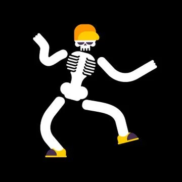 Dancing skeleton isolated. Skull dances street dances イラスト素材