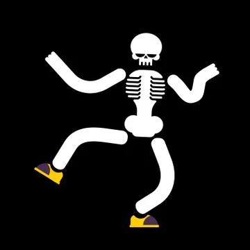 Dancing skeleton isolated. Skull dances street dances イラスト素材