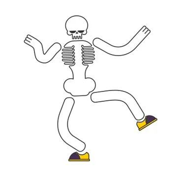 Dancing skeleton isolated. Skull dances street dances イラスト素材