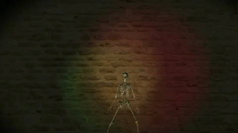 Dancing Skeleton with Pumpkin Topping Stock Footage 12170233