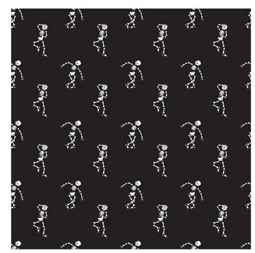 Dancing skeletons on a black background. Vector illustration. Stock Illustration