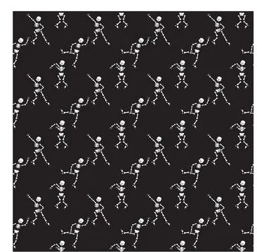 Dancing skeletons on a black background. Vector illustration. Stock Illustration