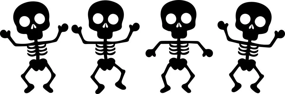 Dancing skeletons, minimal simple vector illustration Stock Illustration